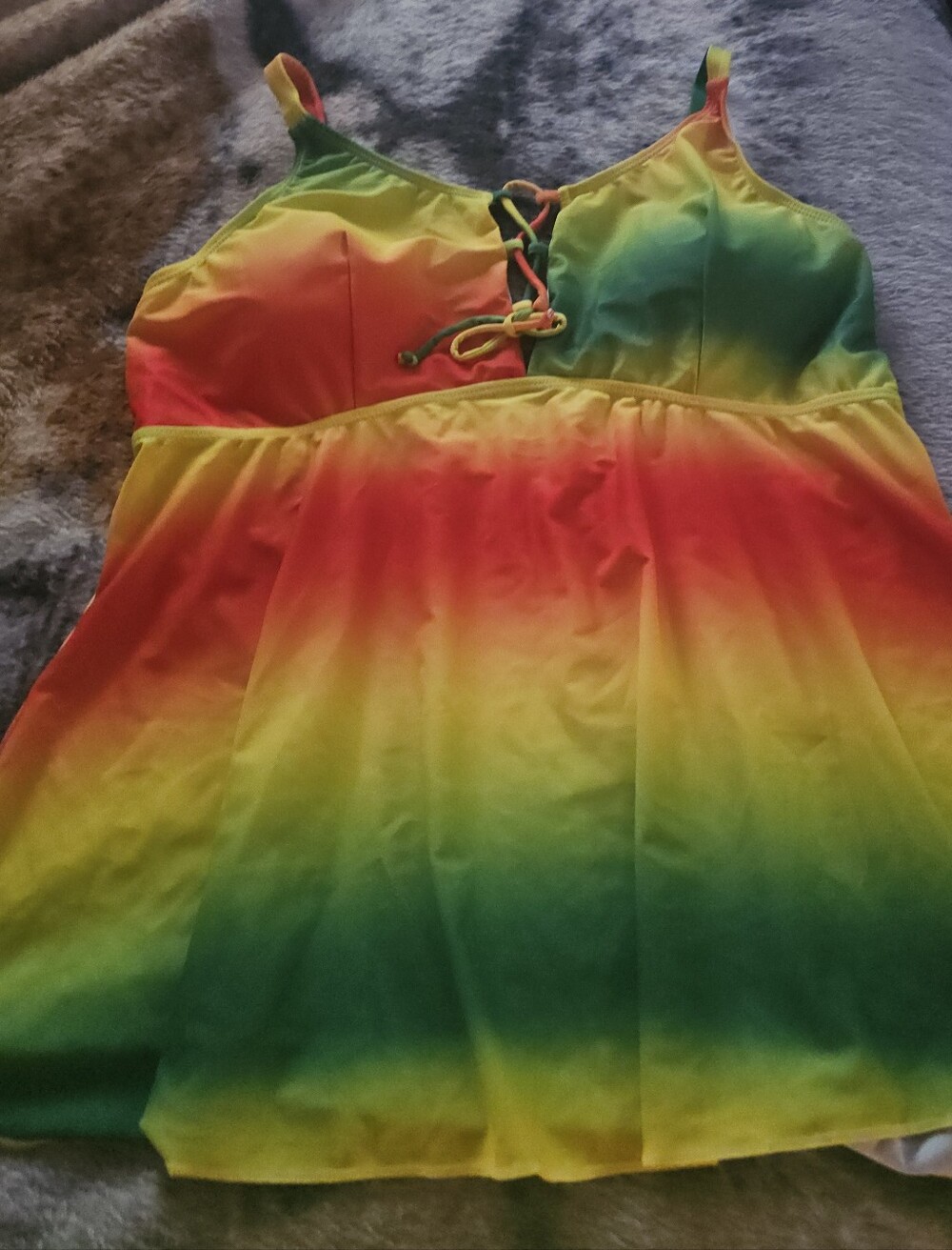 Bright Ombre Swimdress in Yellow, Green & Coral